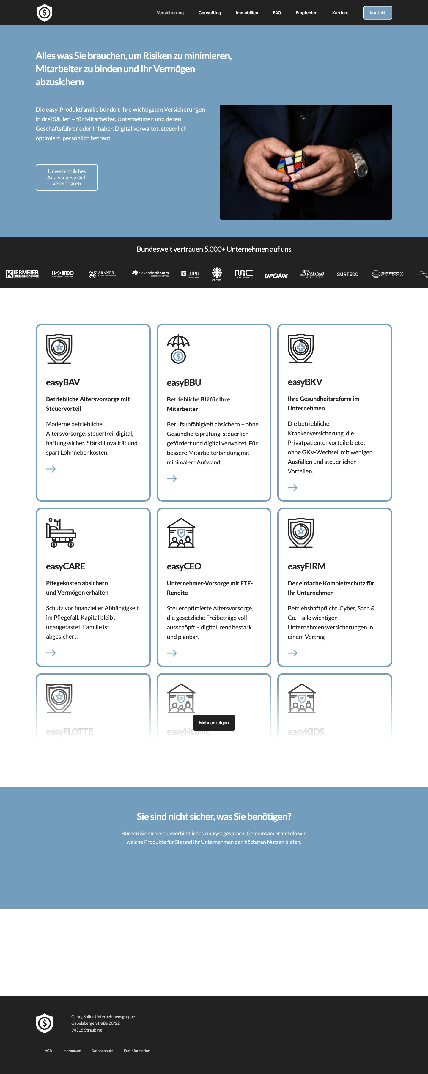 Die Produktübersicht von georgsoller.de, komplett durchgescrollt.